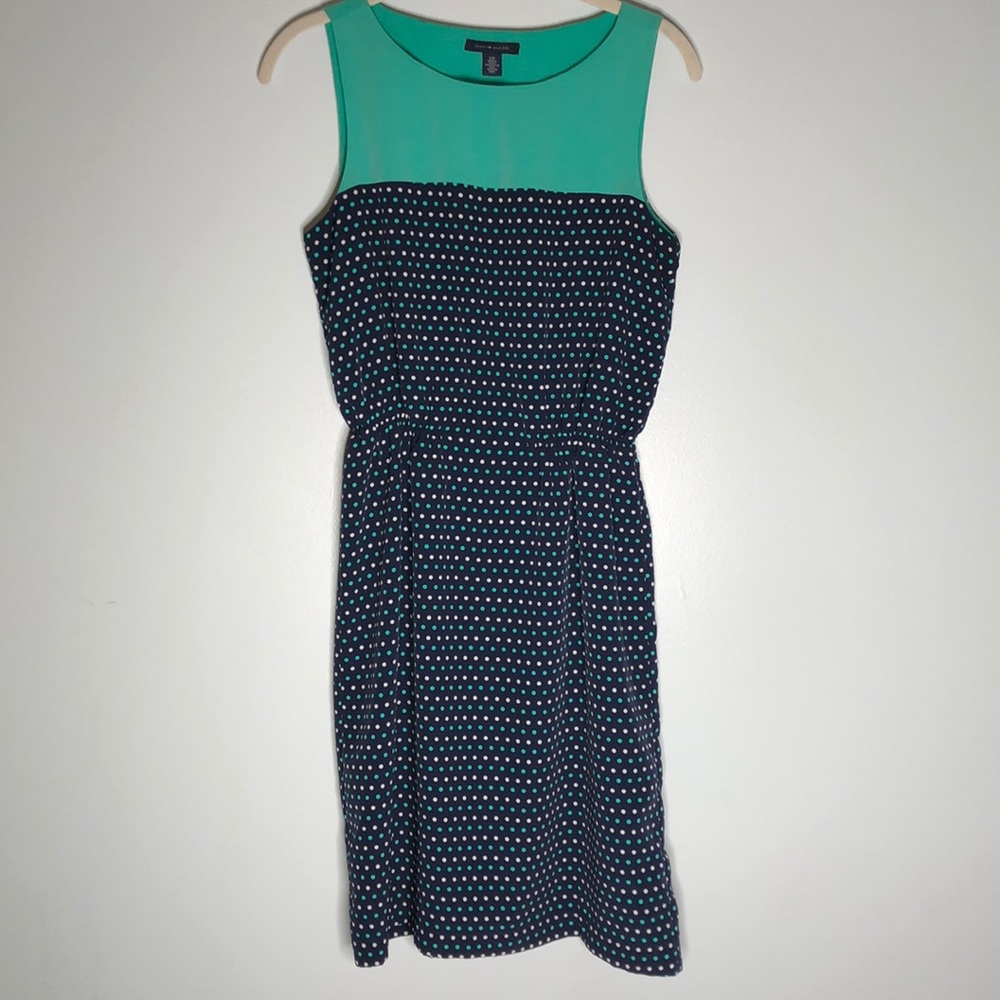 Teal and navy dress